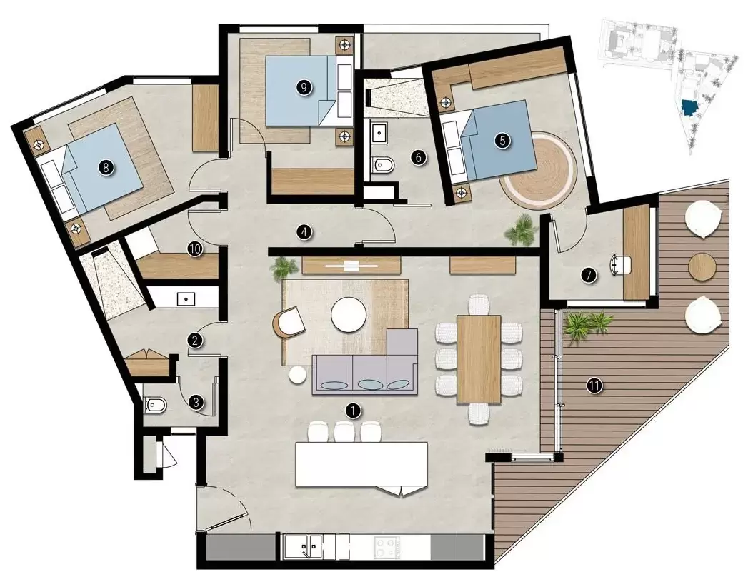 3-Bedroom Apartment Type 2 (B001 - B101 -B201 - B003 - B103 - B203)